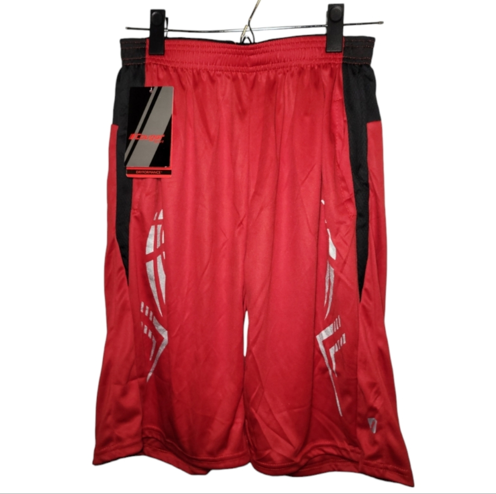 COUGAR SPORT 10/12 - Red Black Silver Basketball Athletic Shorts w/ Pockets